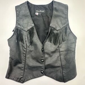 Steer Brand Black Leather Vest